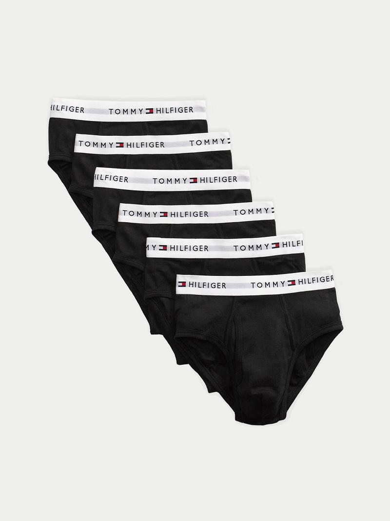 Férfi Tommy Hilfiger Pamut classics brief 6pk Briefs Fekete | HU 1327QMA